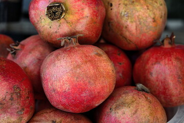 Organic pomegranates at the Turkish bazaar.