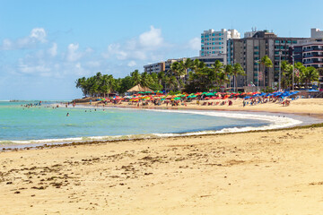 tropical beach in northeastern Brazil in the state of Alagoas, city of Maceio, Ponta Verde beach