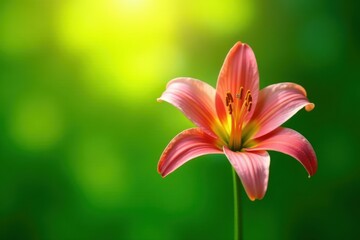 Single elegant lily against lush green backdrop, bright sunlight , botanical, image, flower