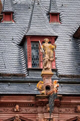 Close up of one of the statues lining the Friedrichs Wall on the Heidelberg Castle.