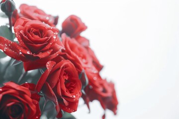 Bouquet of red roses on white background