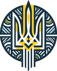 vector image, coat of arms of ukraine, trident, patterns, high quality, detailed, intricate, unique, modern, contemporary, visual art, fine art, emblem, national symbol, ukrainian, cultural heritage, 