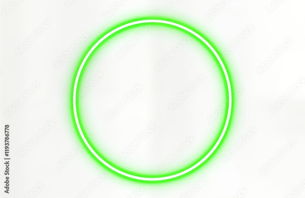 Poster blank neon green circle frame. empty glowing shape. modern design element. futuristic, bright. use f