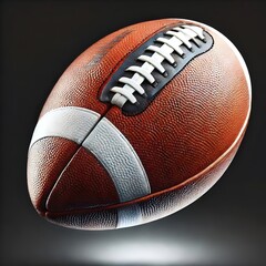 Fototapeta premium American Football Close-Up with White Stripes on Black Background, Perfect for Sports, Athletics, and Football-Themed Graphic Designs