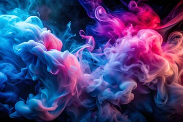 Fototapeta premium Vibrant Blue and Pink Smoke Swirls: Abstract Colorful Pattern Stock Photo