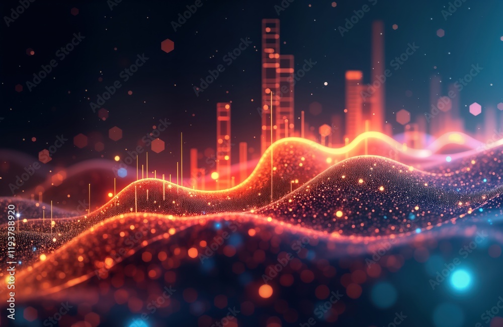Aufkleber Global investment concept. Abstract digital graph showing worldwide trade, exchange. Futuristic data visualization. Economic growth visualized. Modern financial tech. Dynamic chart. Trendy global