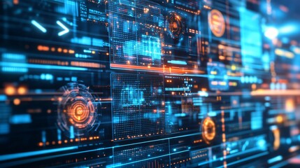 Abstract Digital Data Stream Futuristic Interface Background