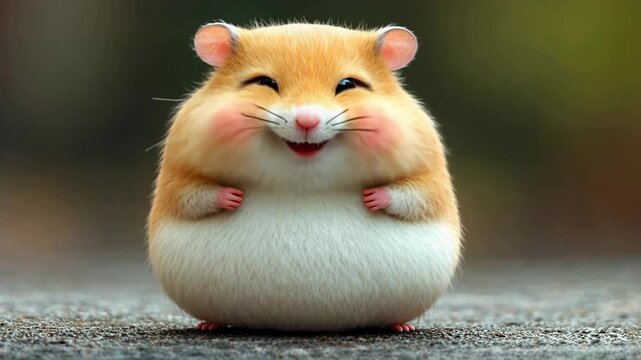 A cheerful cartoon hamster is giggling and having fun, spreading joy with its delightful personality. The vibrant background enhances the hamster's energetic vibe and playful spirit.