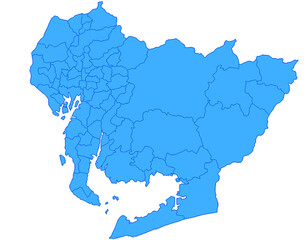 愛知県　地図　ブルー　イラスト