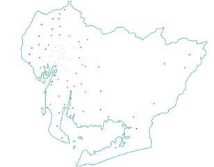 愛知県　地図　白　斑点　イラスト