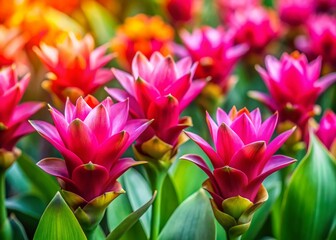 Obraz premium Vibrant Siam Tulips in Full Bloom, High-Resolution Stock Photo