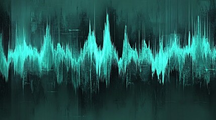 Abstract Teal Digital Waveform Art Background