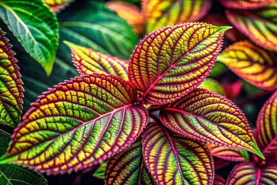 Vibrant Thapsi Plant Leaves, Copy Space, Right Composition