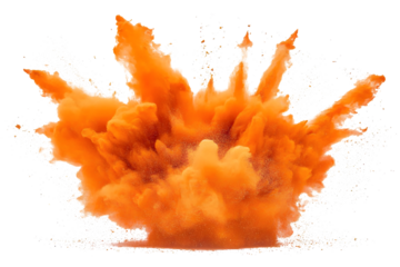orange color pulver explosion isolated on white