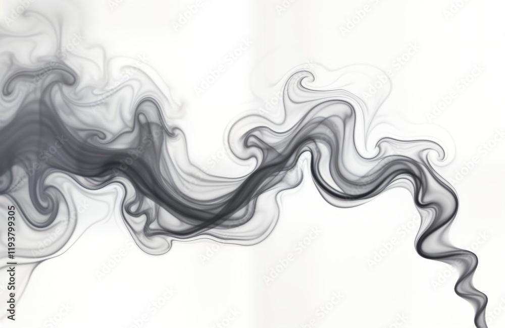 Poster abstract close-up view of swirling dark gray smoke. intricate patterns, shapes form in air. wispy, e