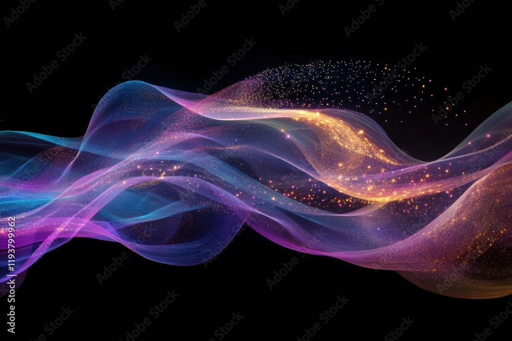 Leinwandbilder Vibrant energy flows represent active communication and seamless data exchange during digital interactions. Generative AI