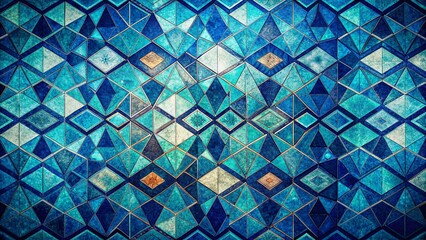 Vintage Blue Geometric Pattern Background - Retro Style Texture