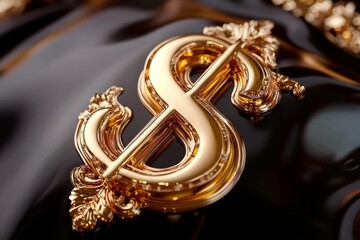 3d icon of dollar sign, on a black background