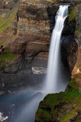 Haifoss Waterfall in Iceland in summer.
