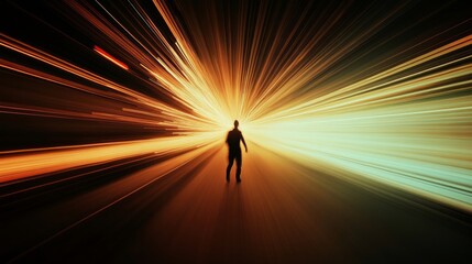 moving at the speed of light and human figure
