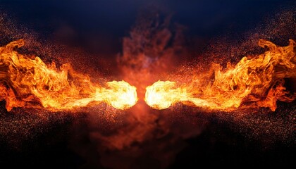 Fiery Collision: Two Blazing Streams Collide