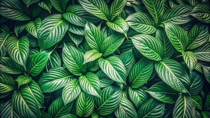 Vintage Closeup Green Leaves Background: Fresh Foliage Texture Overlay