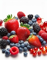 A vibrant mix of fresh berries, including juicy strawberries and plump blueberries.