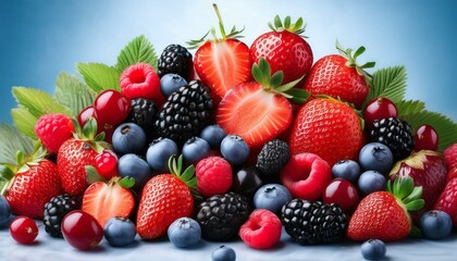 Obraz premium A vibrant mix of fresh berries and strawberries.