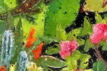 Various oil paintings, flowers, marine creatures, spiders, butterflies, birds, venomous snakes, cacti, and other beautiful things