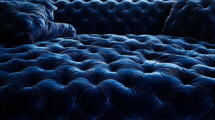 Obraz premium Luxurious Deep Blue Velvet Tufted Sofa Texture