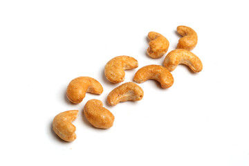 cashew nuts on white background