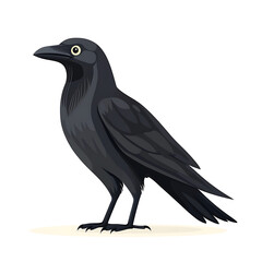 Fototapeta premium Majestic black crow, perched, profile view.
