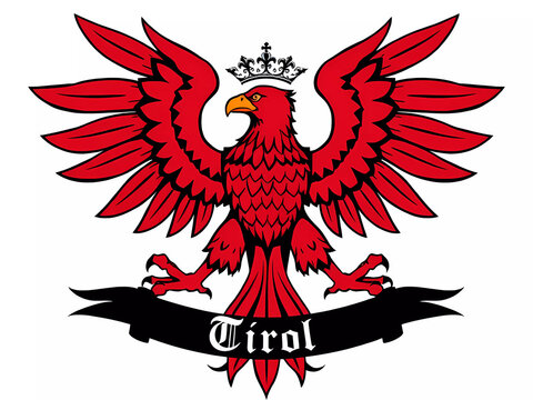 Wappen von Tirol mit rotem Adler und Krone