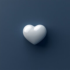 White Heart Icon on Dark Blue Background  .