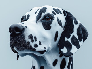 Dalmatian with Heart-Shaped Spots Sitting  .