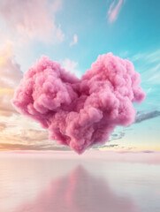 Heart-Shaped Pink Cloud in the Sky.