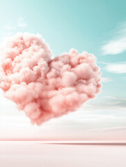Heart-Shaped Pink Cloud in the Sky.