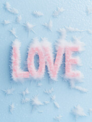 "LOVE" in Ice and Snow, Top View  .