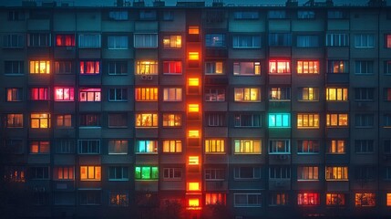 apartment with colorful lights
