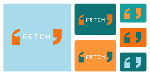 Fetch dog, quotation vector logo for a return or delivery concept
