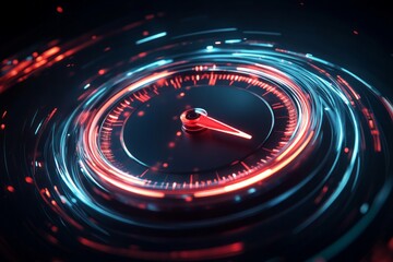 A dynamic banner image featuring a sleek, modern speedometer 