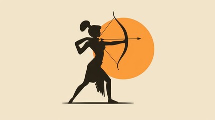 Fototapeta premium Celebrate Ram Navami with this striking silhouette of a warrior holding a bow and arrow, embodying strength and valor.