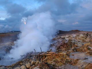 Geothermal field Gunnuhver on Reykjanes peninsula. Iceland