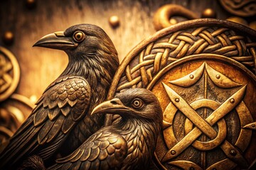 Fototapeta premium Vintage Style Photo of Odin's Symbol: Mythological Norse Rune Magic