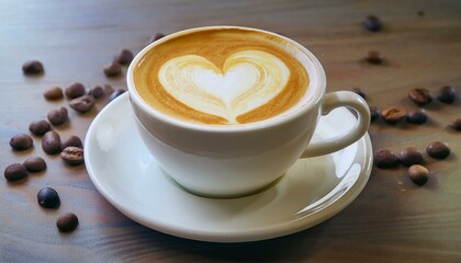 cup of cappuccino with a love heart swirl
