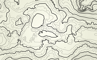 The stylized height of the topographic contour in lines and contours. The concept of a conditional geography scheme and the terrain path. Vector illustration.