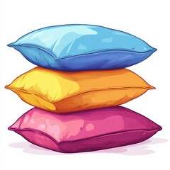 Pillows, minimal design, cartoon style, pink, yellow, blue