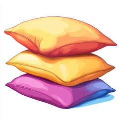 Pillows, minimal design, cartoon style, pink, yellow, blue