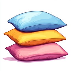 Pillows, minimal design, cartoon style, pink, yellow, blue