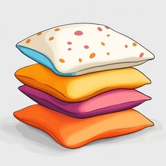 Pillows, minimal design, cartoon style, pink, yellow, blue